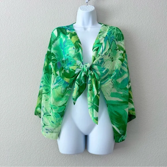 Vintage Tropical Print Kimono Top - Picture 1 of 6